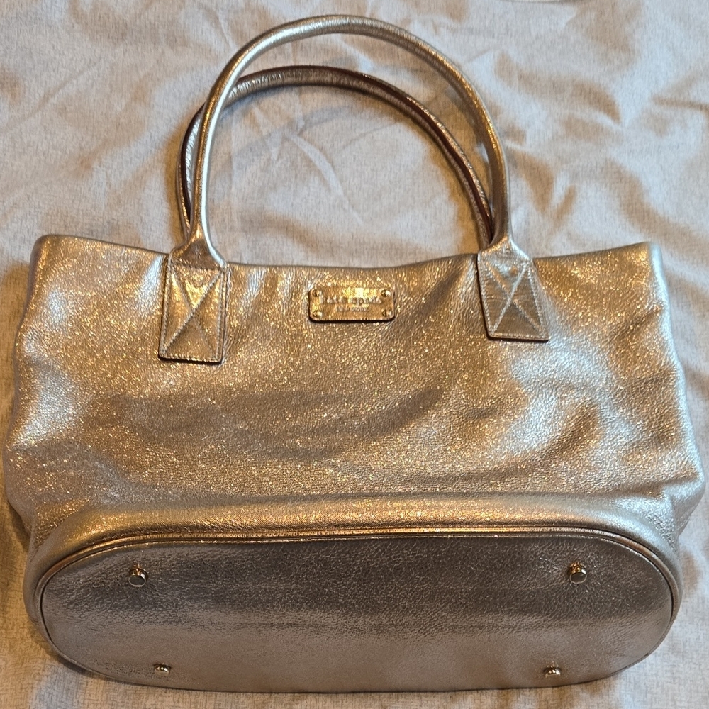 Kate Spade Metallic Silver Leather Tote Bag